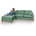 Sofá Living Amsterdã Com Chaise 3 Lugares Revestido Linho Base em Madeira