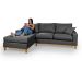 Sofá Living Amsterdã Com Chaise 3 Lugares Revestido Linho Base em Madeira
