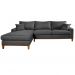 Sofá Living Amsterdã Com Chaise 3 Lugares Revestido Linho Base em Madeira