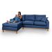 Sofá Living Amsterdã Com Chaise 3 Lugares Revestido Linho Base em Madeira