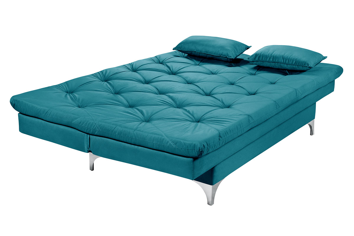 Sofá cama Austria reclinável 3 pocições Suede Azul Turquesa Essencial Estofados