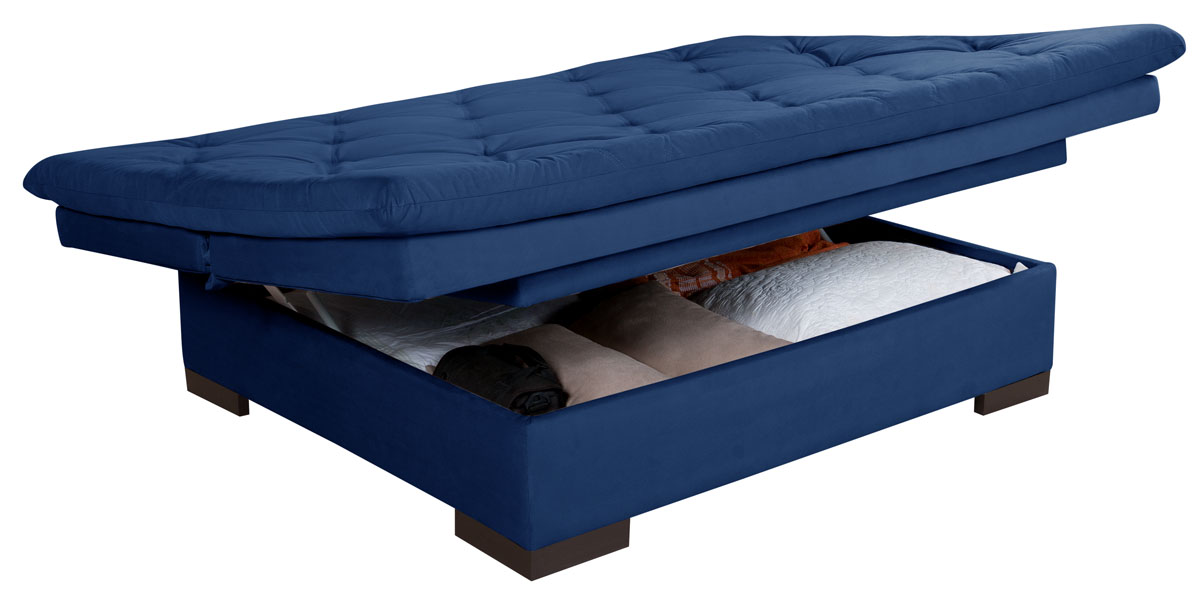 Sofá cama Bau reclinável 3 posições + 2 banquetas  em Suede 