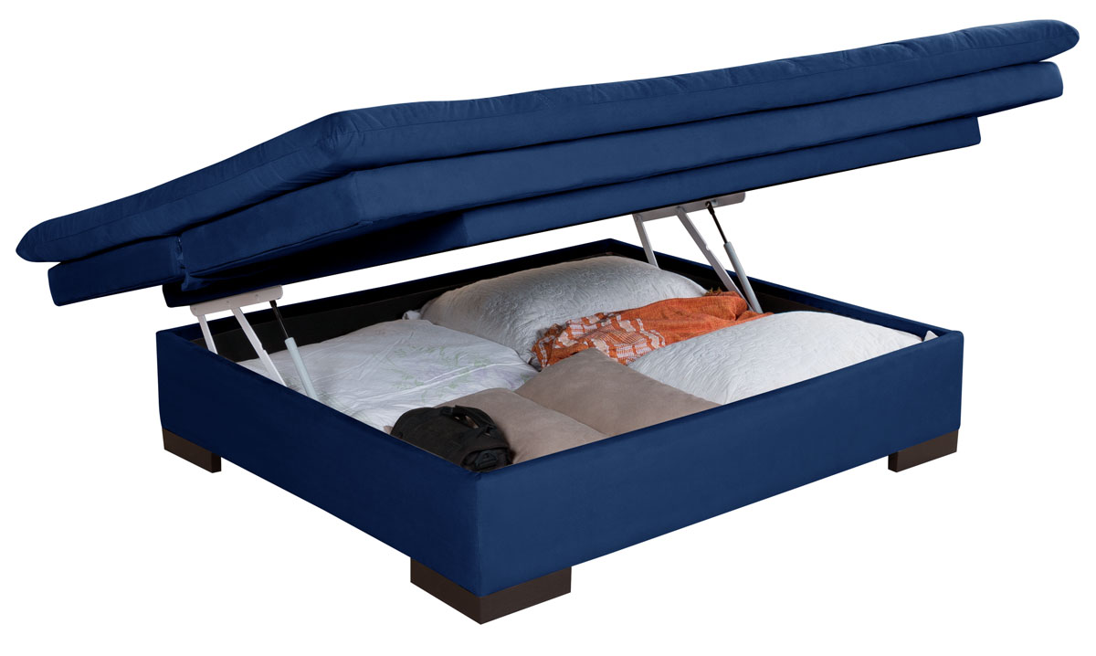 Sofá cama Bau reclinável 3 posições + 2 banquetas  em Suede 