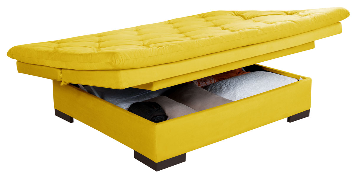 Sofá cama Bau reclinável 3 posições + 2 banquetas  em Suede