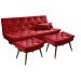Sofá cama Bau reclinável 3 posições + 2 banquetas  em Suede Cappuccino