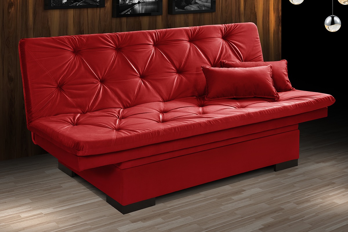 Sofá cama Bau reclinável 3 posições + 2 banquetas  em Suede Cappuccino