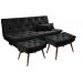 Sofá cama Bau reclinável 3 posições + 2 banquetas  em Suede Cappuccino