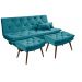 Sofá cama Bau reclinável 3 posições + 2 banquetas  em Suede Cappuccino