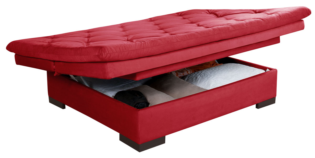 Sofá cama Bau reclinável 3 posições + 2 banquetas  em Suede Cappuccino