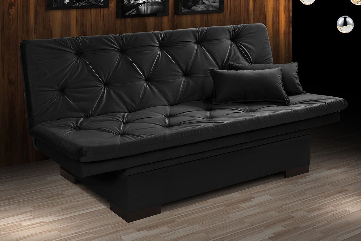 Sofá cama Bau reclinável 3 posições + 2 banquetas  em Suede Cappuccino