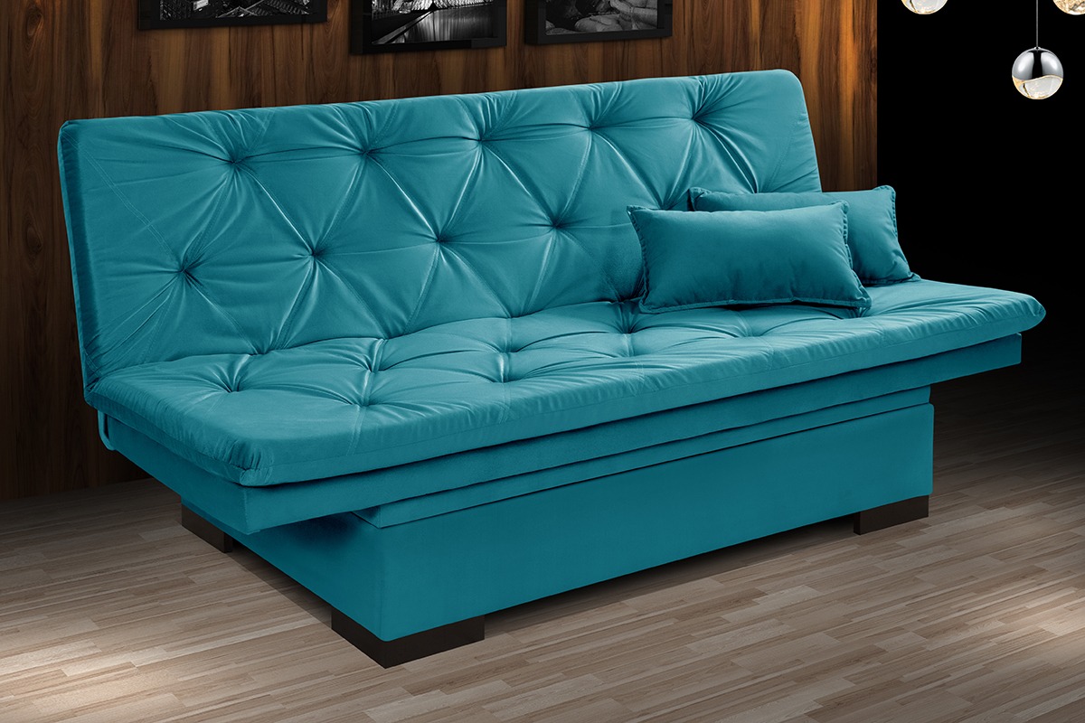 Sofá cama Bau reclinável 3 posições + 2 banquetas  em Suede Cappuccino