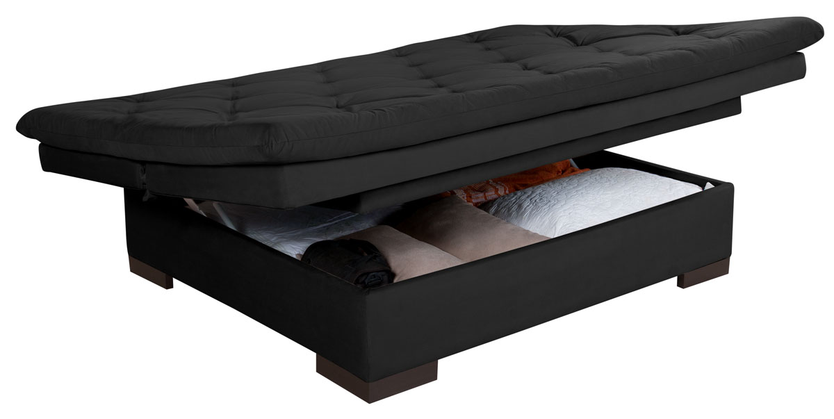 Sofá cama Bau reclinável 3 posições + 2 banquetas  em Suede Cappuccino