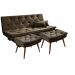 Sofá cama Bau reclinável 3 posições + 2 banquetas  em Suede Cappuccino