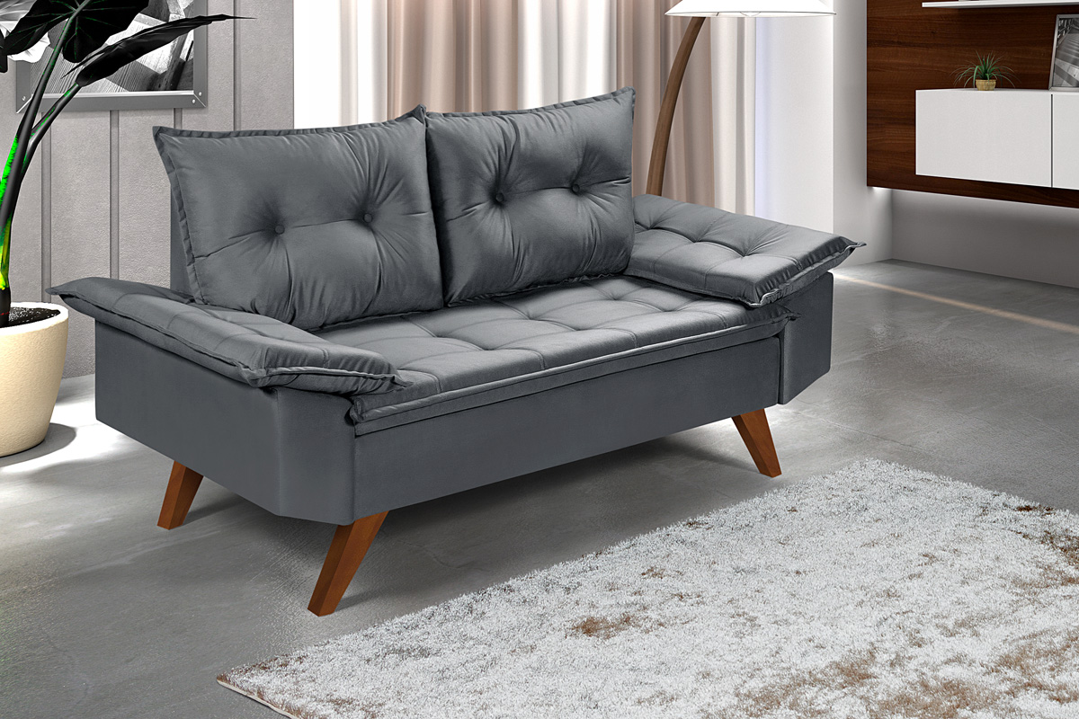 Sofa 2 Lugares Bariloche Essencial Estofados Cinza