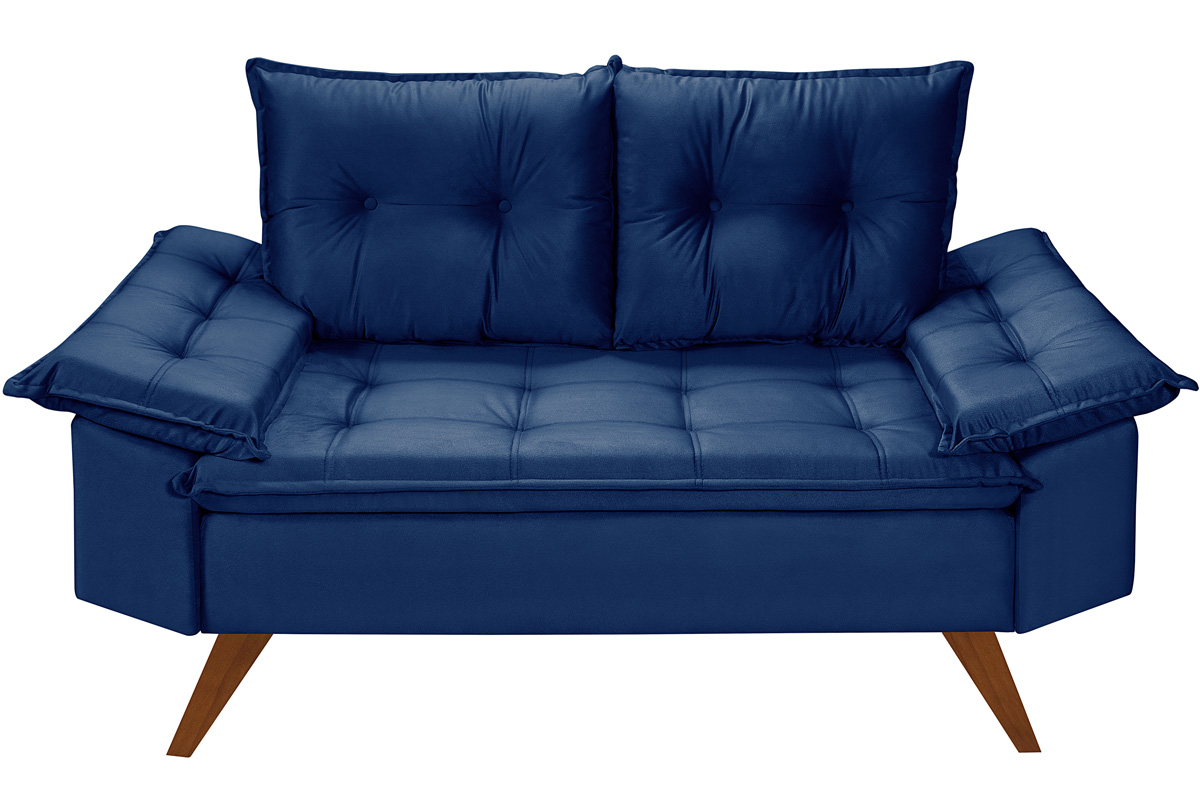 Sofa 2 Lugares Bariloche Retro Azul Marinho Essencial Estofados