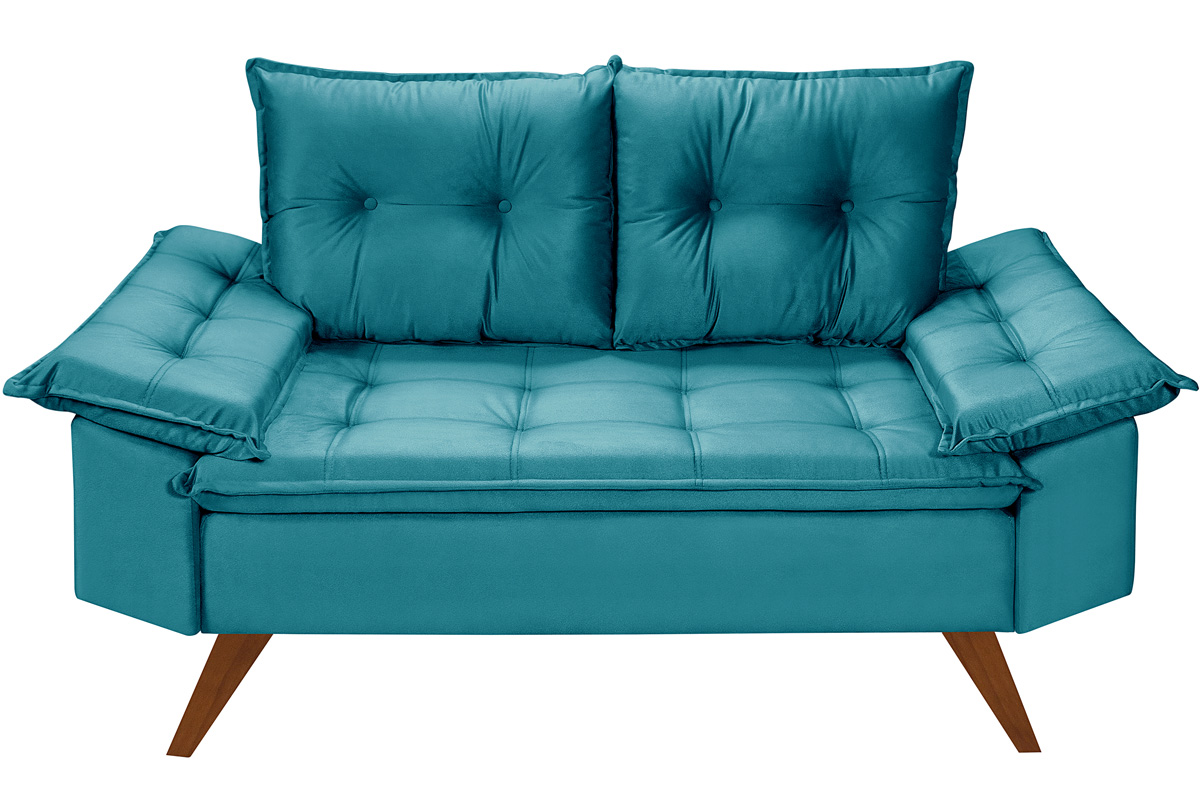 Sofa 2 Lugares Bariloche Retro Azul Turquesa Essencial Estofados