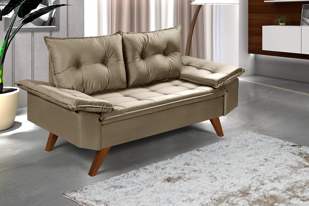 Sofa 2 Lugares Bariloche Retro Chocolate Essencial Estofados