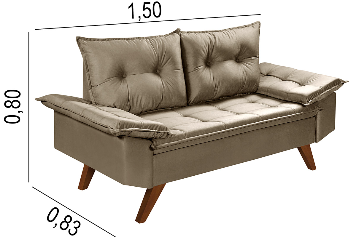 Sofa 2 Lugares Bariloche Retro Chocolate Essencial Estofados