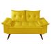 Sofa 2 Lugares Bariloche Retro Courino Amarelo Couro Sintetico Essencial Estofados