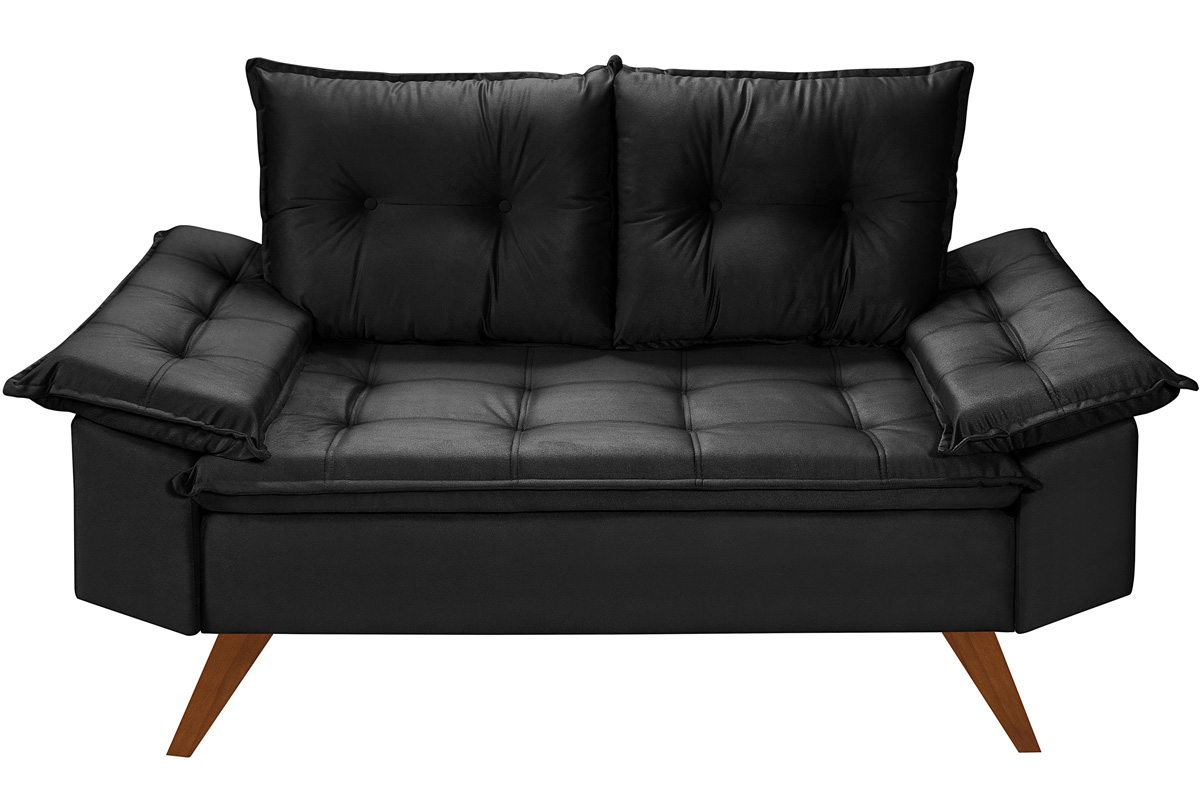 Sofa 2 Lugares Bariloche Retro Preto Essencial Estofados