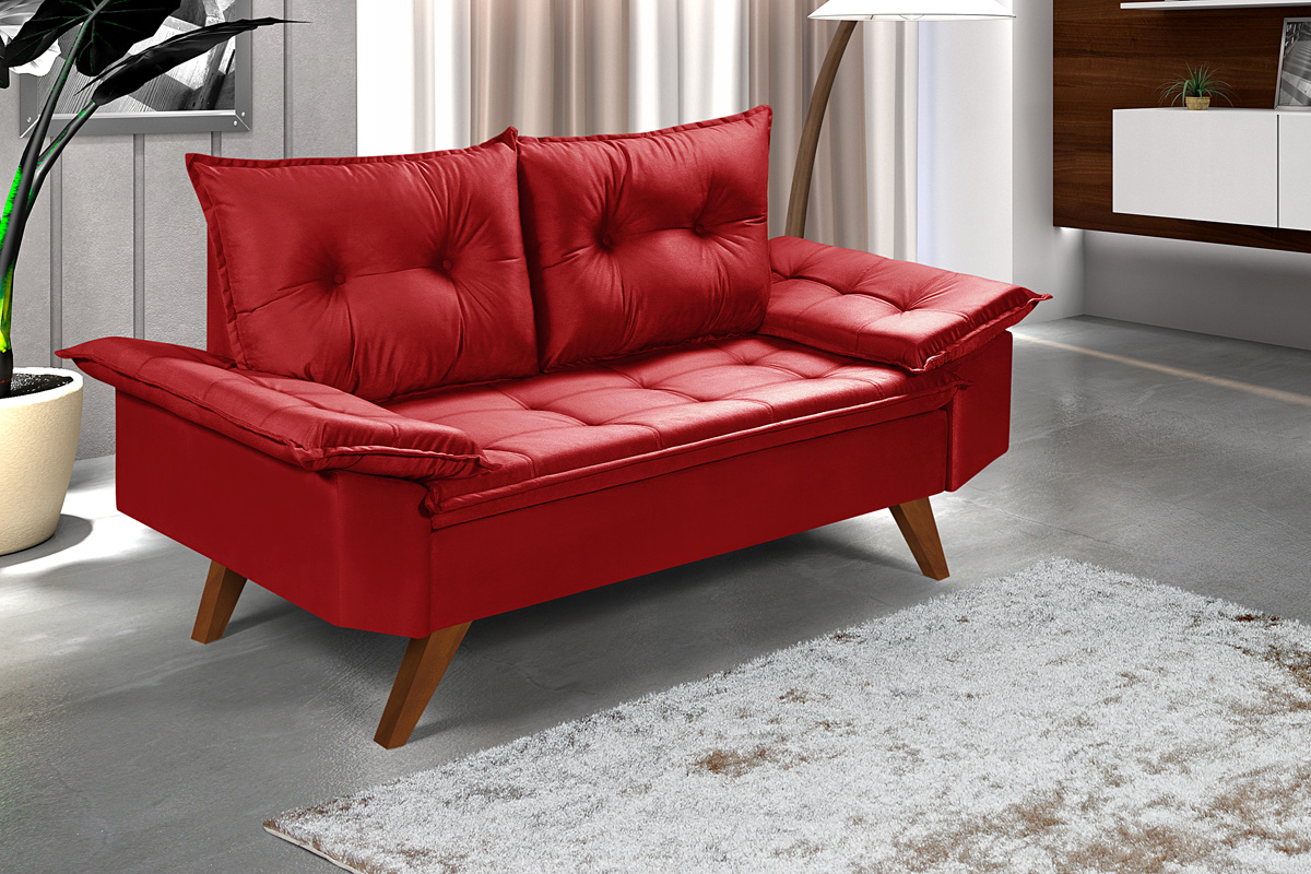 Sofa 2 Lugares Bariloche Retro Vermelho Essencial Estofados