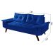 Sofa 3 Lugares Bariloche Retro Courino Azul Marinho Couro Sintetico Essencial Estofados