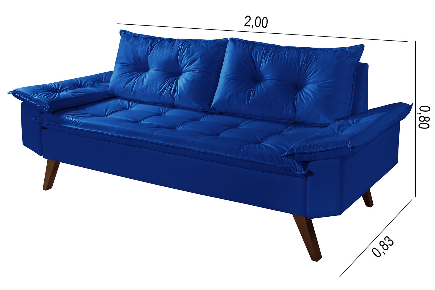 Sofa 3 Lugares Bariloche Retro Courino Azul Marinho Couro Sintetico Essencial Estofados