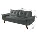Sofa 3 Lugares Bariloche Retro Courino Cinza Couro Sintetico Essencial Estofados
