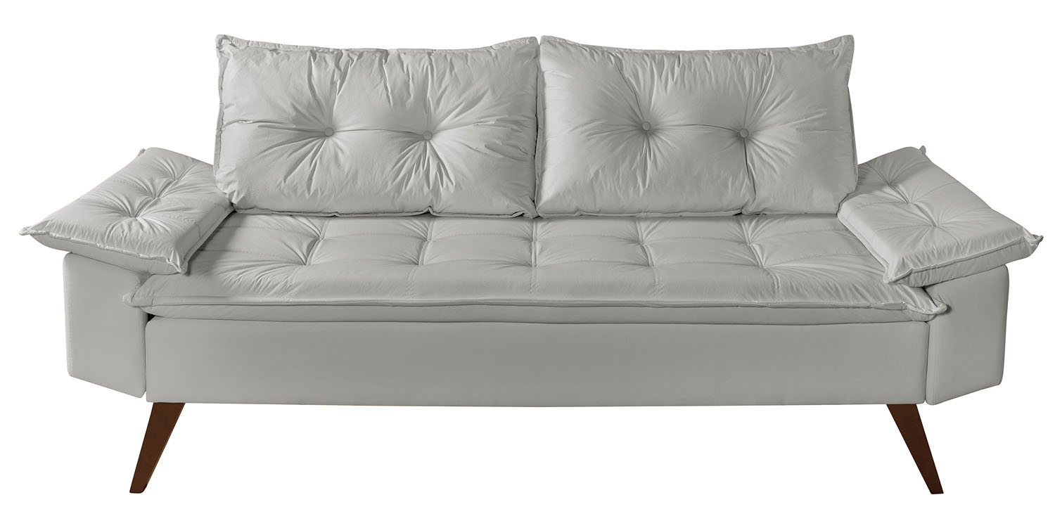 Sofa 3 Lugares Bariloche Retro Courino Gelo Couro Sintetico Essencial Estofados