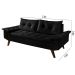 Sofa 3 Lugares Bariloche Retro Courino Preto Couro Sintetico Essencial Estofados