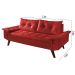 Sofa 3 Lugares Bariloche Retro Courino Vermelho Couro Sintetico Essencial Estofados