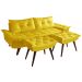 Sofa Bariloche 3 Lugares + 2 banquetas Retro Courino Amarelo Couro Sintetico Essencial Estofados
