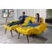 Sofa Bariloche 3 Lugares + 2 banquetas Retro Courino Amarelo Couro Sintetico Essencial Estofados