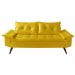Sofa Bariloche 3 Lugares + 2 banquetas Retro Courino Amarelo Couro Sintetico Essencial Estofados