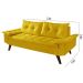 Sofa Bariloche 3 Lugares + 2 banquetas Retro Courino Amarelo Couro Sintetico Essencial Estofados