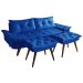 Sofa Bariloche 3 Lugares + 2 banquetas Retro Courino Azul Marinho Couro Sintetico Essencial Estofados