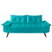 Sofa Bariloche 3 Lugares + 2 banquetas Retro Courino Azul Turquesa Couro Sintetico Essencial Estofados