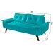 Sofa Bariloche 3 Lugares + 2 banquetas Retro Courino Azul Turquesa Couro Sintetico Essencial Estofados