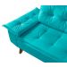 Sofa Bariloche 3 Lugares + 2 banquetas Retro Courino Azul Turquesa Couro Sintetico Essencial Estofados