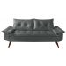 Sofa Bariloche 3 Lugares + 2 banquetas Retro Courino Cinza Couro Sintetico Essencial Estofados