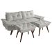 Sofa Bariloche 3 Lugares + 2 banquetas Retro Courino Gelo Couro Sintetico Essencial Estofados