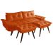 Sofa Bariloche 3 Lugares + 2 banquetas Retro Courino Laranja Couro Sintetico Essencial Estofados
