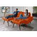 Sofa Bariloche 3 Lugares + 2 banquetas Retro Courino Laranja Couro Sintetico Essencial Estofados
