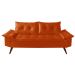 Sofa Bariloche 3 Lugares + 2 banquetas Retro Courino Laranja Couro Sintetico Essencial Estofados