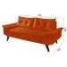 Sofa Bariloche 3 Lugares + 2 banquetas Retro Courino Laranja Couro Sintetico Essencial Estofados