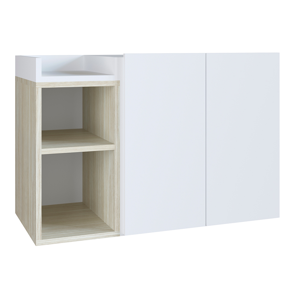 Gabinete de Banheiro Suspenso Bart 2 PT Branco e Bege