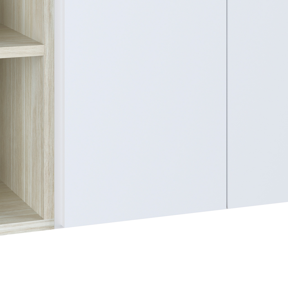 Gabinete de Banheiro Suspenso Bart 2 PT Branco e Bege