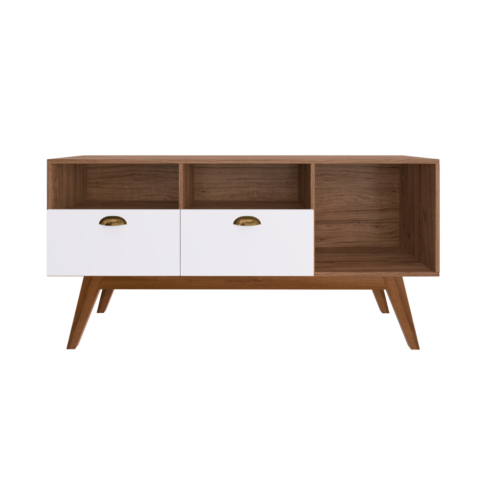 Rack Cameron Marrom e Branco 134 cm