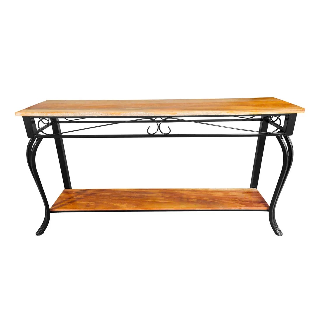 Aparador Para Sala 2 Prateleiras Rustico Ferro Madeira e Madeira Moderno 60cm