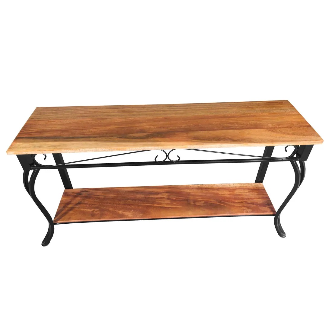 Aparador Para Sala 2 Prateleiras Rustico Ferro Madeira e Madeira Moderno 60cm